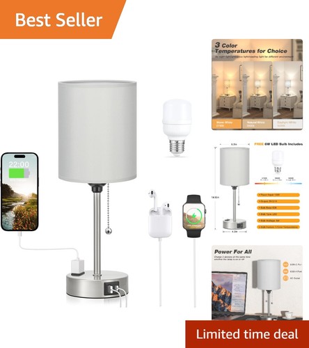 Stylish grey nightstand lamp - nightstand,