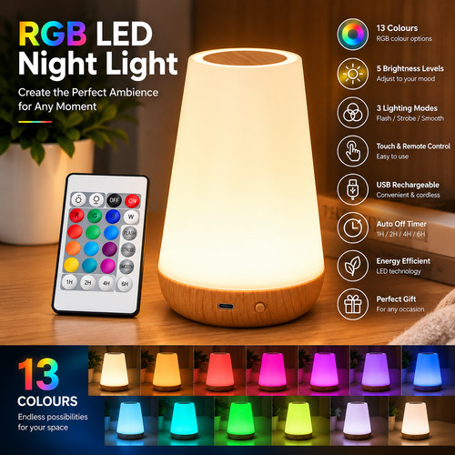 Rgb touch bedside lamp - bedside, 13