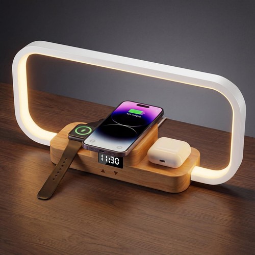 Led bedside lamp with wireless - led,