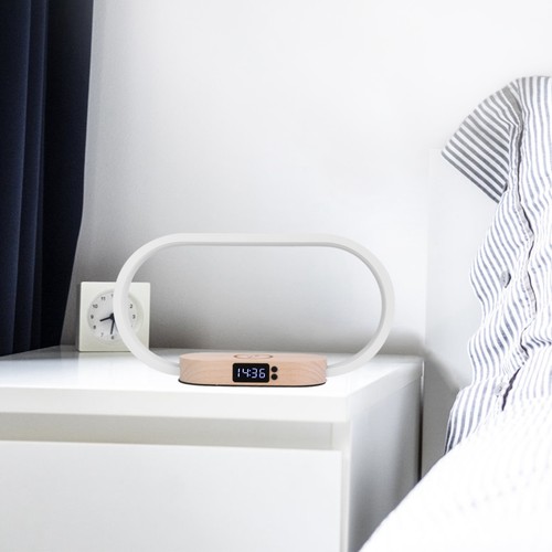 Bedside table lamp with clock - lamp,