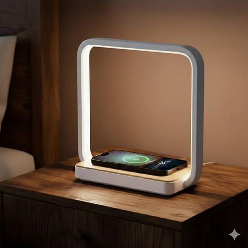 Bedside lamp with - with, qi
