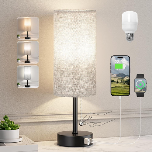 Grey bedside lamp for bedroom - grey,
